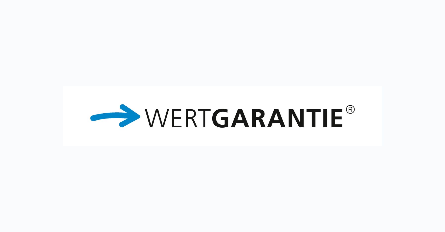 Logo mit Pfeil und Schriftzug Wertgarantie